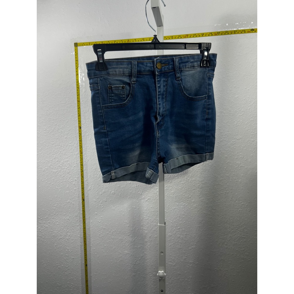 Unbranded‎ Medium Wash High Waisted Cuffed Denim Jean Shorts XS Distressed